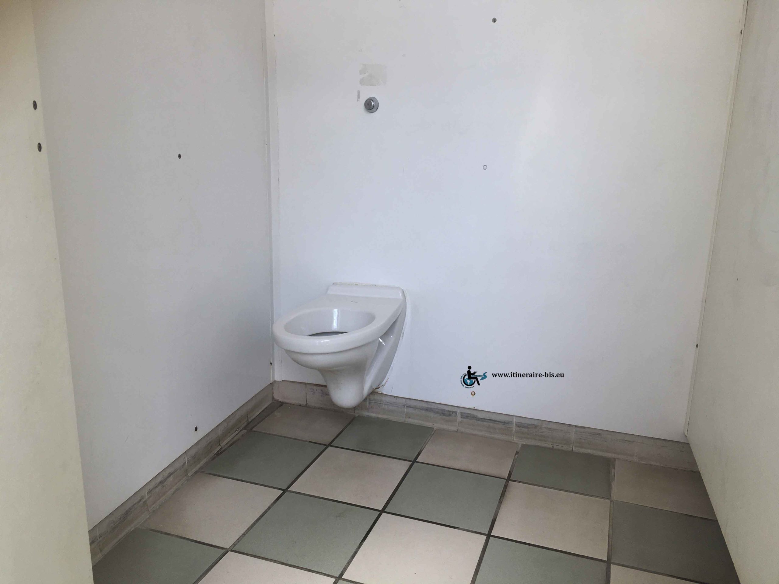 Aucun aménagment dans ces toilettes pour faciliter l'accés des personnes handicapées.